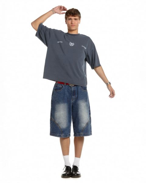 Cold Culture Laurel World T Shirt Dark Blue | 24193-QZKC