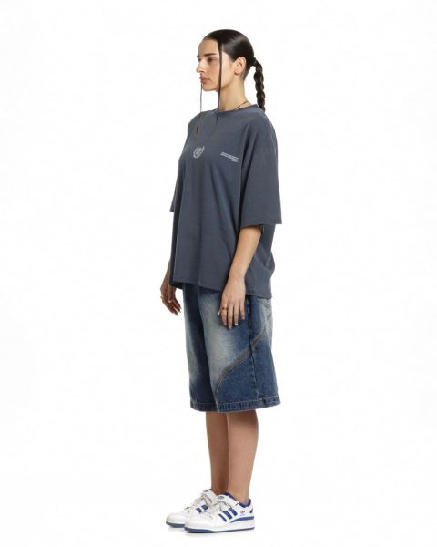 Cold Culture Laurel World T Shirt Dark Blue | 24193-QZKC