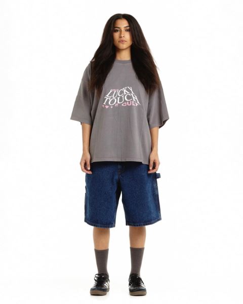 Cold Culture Lucky Touch T Shirt Grey | 91704-SDQV