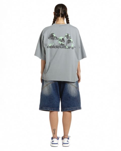 Cold Culture Mushrooms T Shirt Grey | 97032-SIEP