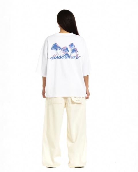 Cold Culture Mushrooms T Shirt White | 85176-BZNH