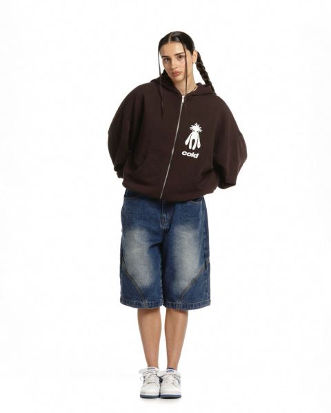 Cold Culture New In Town Zip Hoodie Brown | 07152-IFGQ