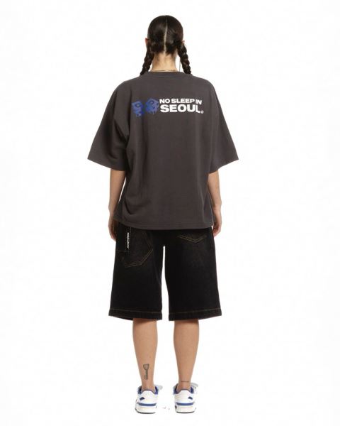 Cold Culture No Sleep Seoul T Shirt Blue | 93265-UGHD