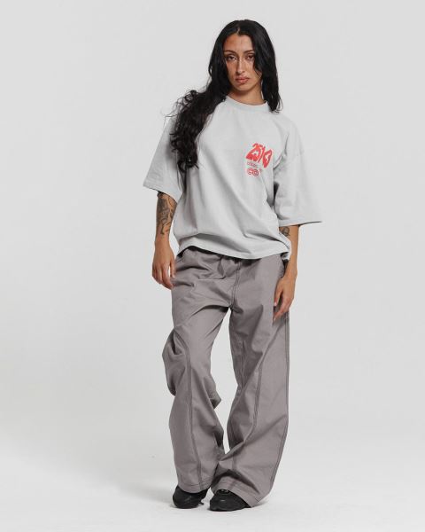 Cold Culture Number Perspective T Shirt Light Grey | 56438-OTFI