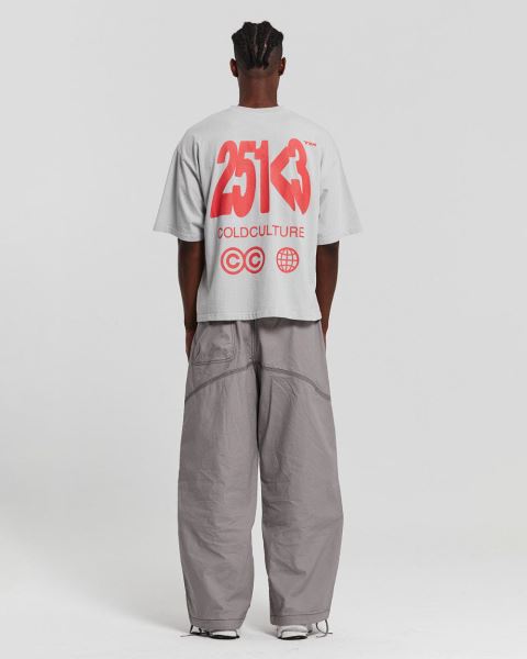 Cold Culture Number Perspective T Shirt Light Grey | 56438-OTFI