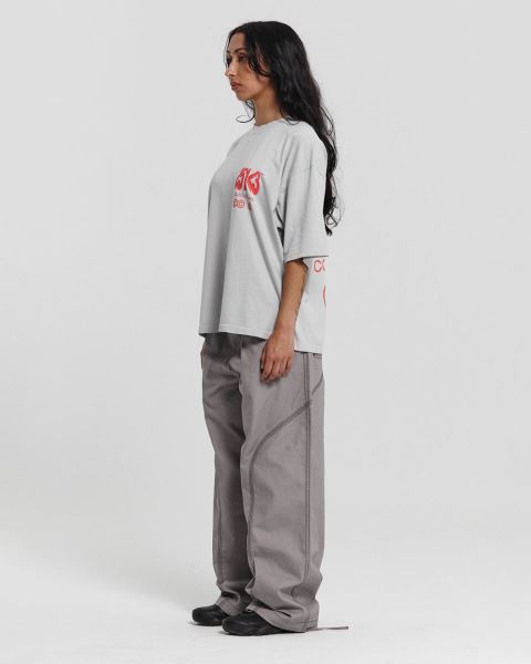 Cold Culture Number Perspective T Shirt Light Grey | 56438-OTFI