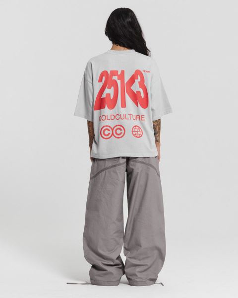 Cold Culture Number Perspective T Shirt Light Grey | 56438-OTFI