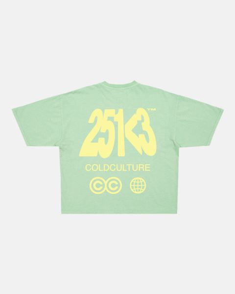 Cold Culture Number Perspective T Shirt Green | 16294-FBSQ