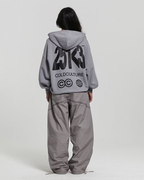 Cold Culture Number Perspective Zip Hoodie Grey | 27846-QLIY