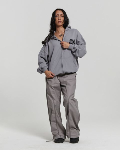 Cold Culture Number Perspective Zip Hoodie Grey | 27846-QLIY
