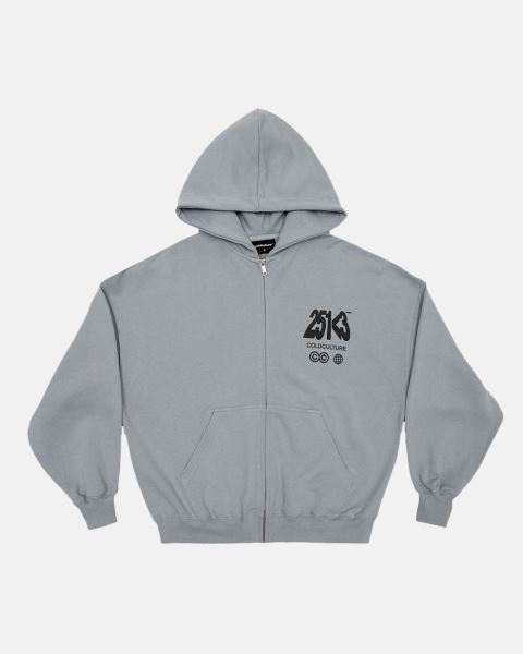 Cold Culture Number Perspective Zip Hoodie Grey | 27846-QLIY