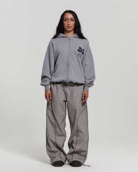 Cold Culture Number Perspective Zip Hoodie Grey | 27846-QLIY