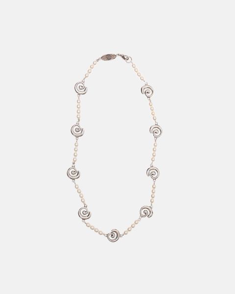 Cold Culture Pearl And Spiral Necklace Jewelry Silver Green | 80954-SMJF