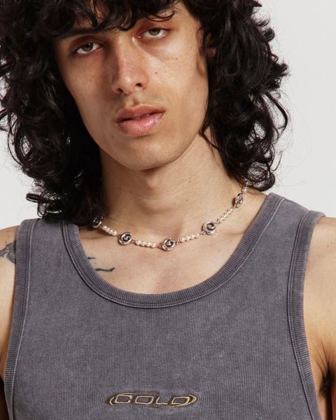 Cold Culture Pearl And Spiral Necklace Jewelry Silver Green | 80954-SMJF