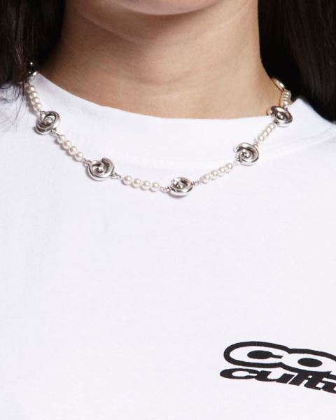 Cold Culture Pearl And Spiral Necklace Jewelry Silver Green | 80954-SMJF