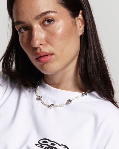 Cold Culture Pearl And Spiral Necklace Jewelry Silver Green | 80954-SMJF