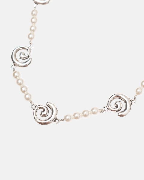 Cold Culture Pearl And Spiral Necklace Jewelry Silver Green | 80954-SMJF
