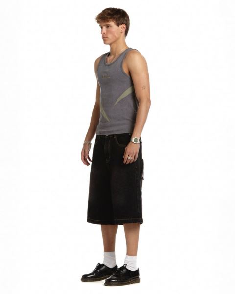 Cold Culture Pocket Ko Shorts Black Blue | 14062-HQTJ