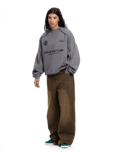 Cold Culture Precision Crewneck Sweatshirts Grey | 89102-PRJB