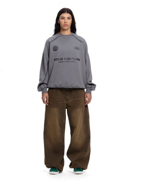 Cold Culture Precision Crewneck Sweatshirts Grey | 89102-PRJB