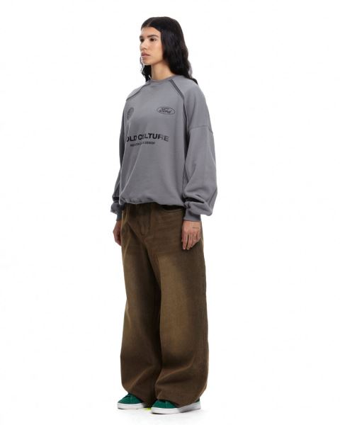 Cold Culture Precision Crewneck Sweatshirts Grey | 89102-PRJB