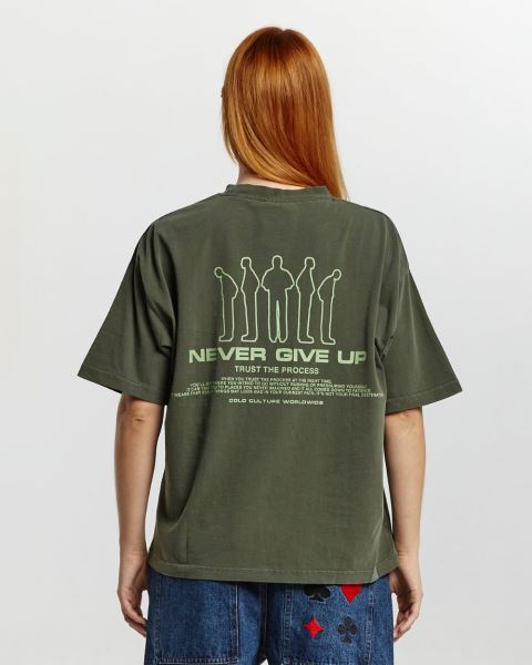 Cold Culture Resilience T Shirt Green | 07863-SOMI