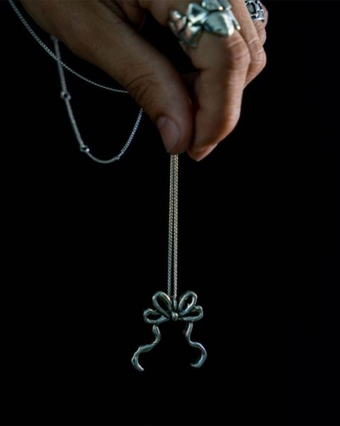Cold Culture Ribbon Necklace Jewelry Silver Yellow | 46195-WBIV