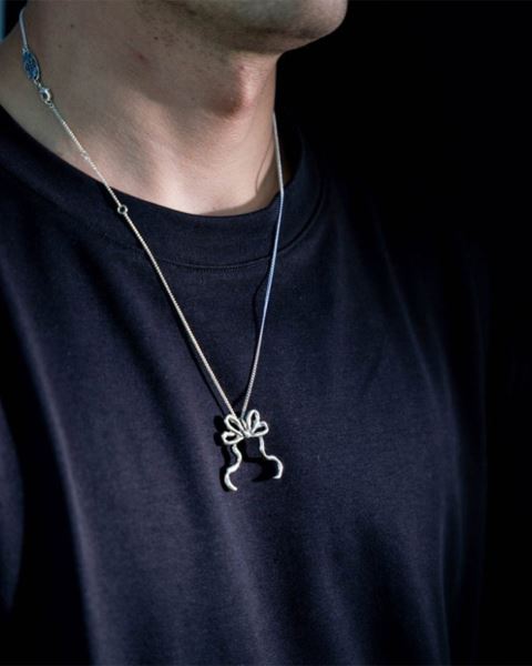 Cold Culture Ribbon Necklace Jewelry Silver Yellow | 46195-WBIV