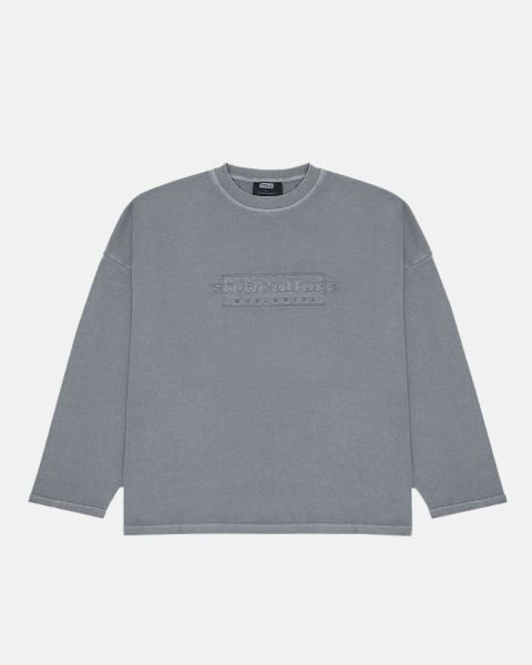 Cold Culture Ripped Box Logo Crewneck Sweatshirts Grey | 91403-MDAB