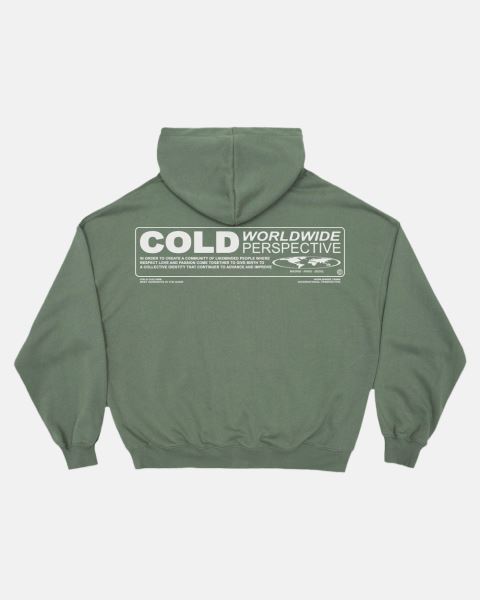 Cold Culture Sharing Location Hoodie Olive | 43910-DMEI