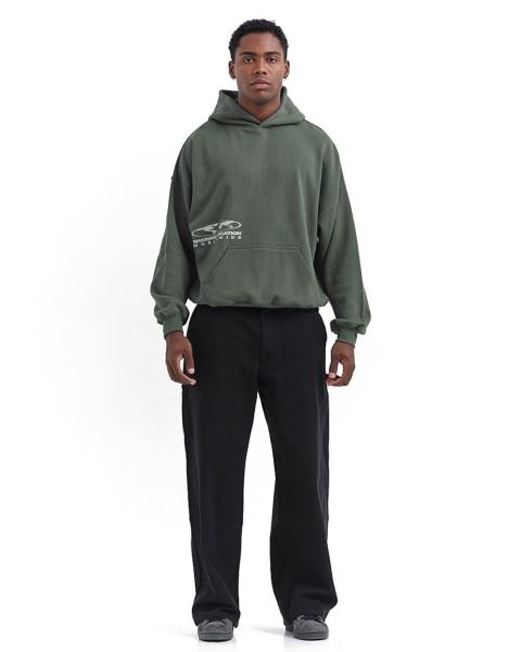 Cold Culture Sharing Location Hoodie Olive | 43910-DMEI