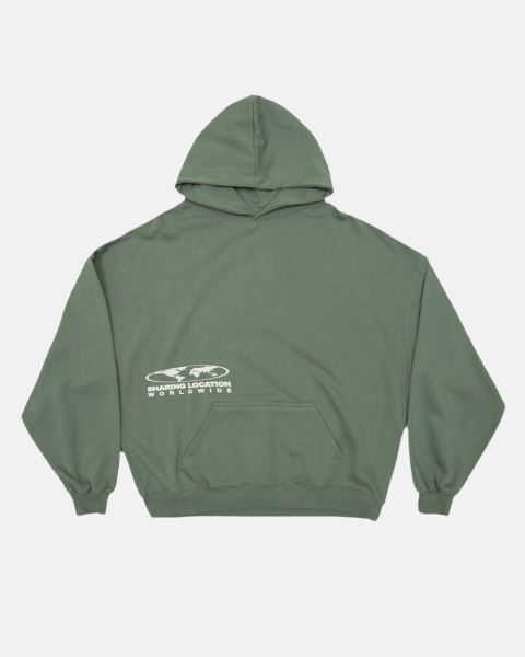 Cold Culture Sharing Location Hoodie Olive | 43910-DMEI
