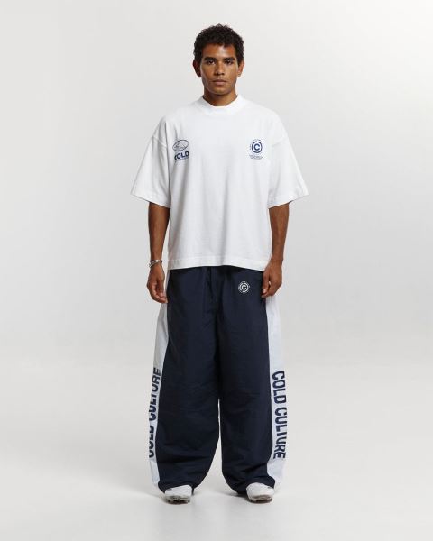Cold Culture Side Stripe Stars Pants Stripes Dark Blue | 46571-JBYT