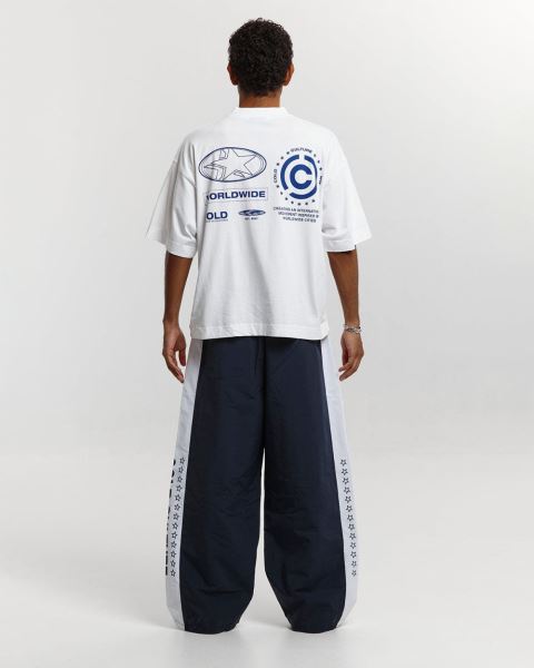 Cold Culture Side Stripe Stars Pants Stripes Dark Blue | 46571-JBYT