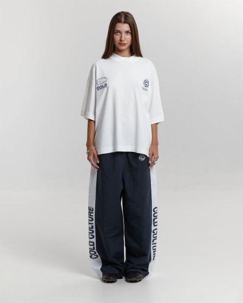 Cold Culture Side Stripe Stars Pants Stripes Dark Blue | 46571-JBYT
