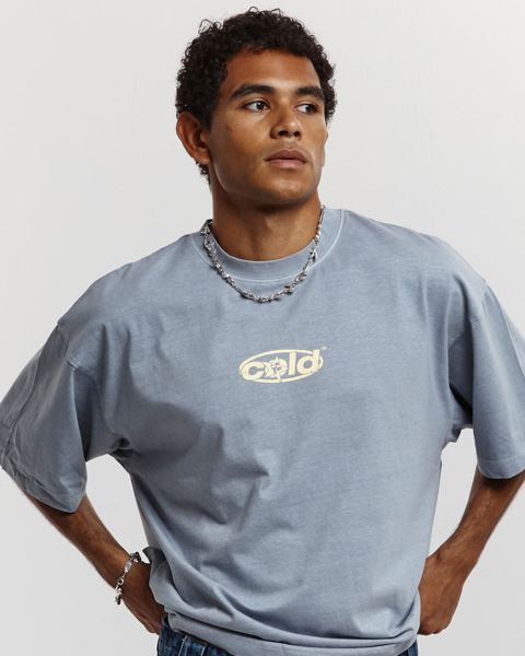 Cold Culture Sky Views T Shirt Blue Grey | 41650-FMGU