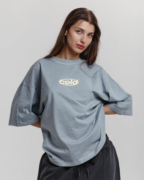 Cold Culture Sky Views T Shirt Blue Grey | 41650-FMGU