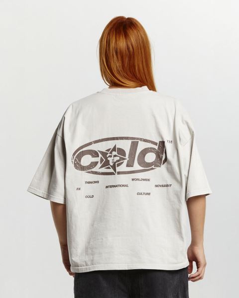 Cold Culture Sky Views T Shirt Blue Light Grey | 84726-EIRA