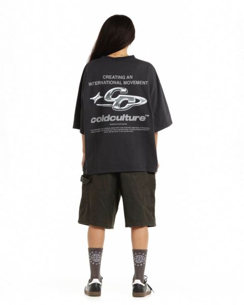 Cold Culture Sparkly T Shirt Black | 47280-SNPJ
