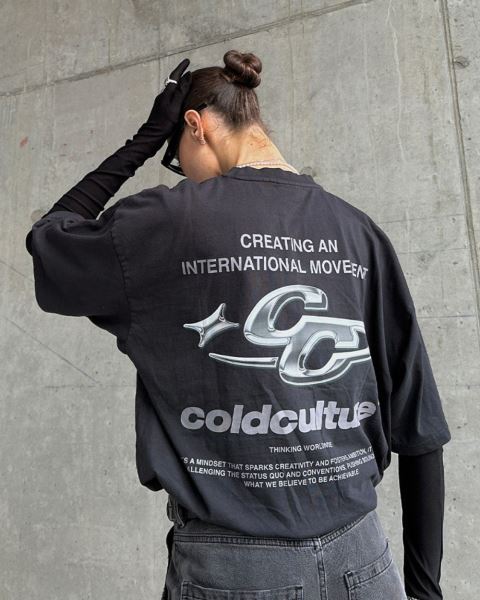 Cold Culture Sparkly T Shirt Black | 47280-SNPJ