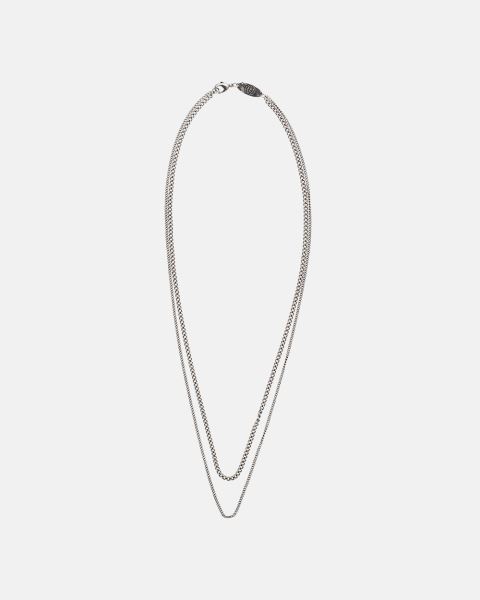 Cold Culture Spiked Double Chain Jewelry Silver White | 49071-CVQZ