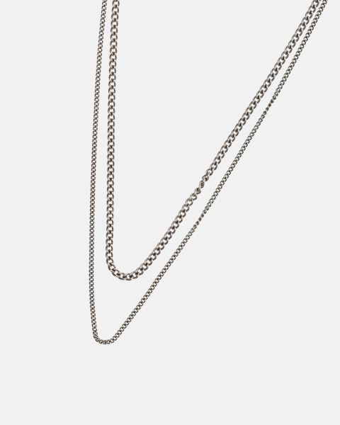 Cold Culture Spiked Double Chain Jewelry Silver White | 49071-CVQZ