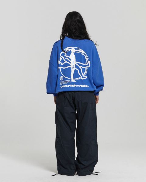 Cold Culture Spinning Crewneck Sweatshirts Blue | 19624-SYCA