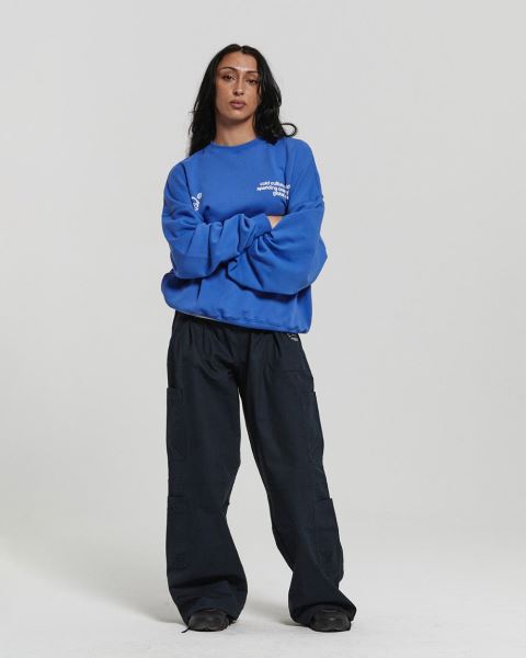 Cold Culture Spinning Crewneck Sweatshirts Blue | 19624-SYCA