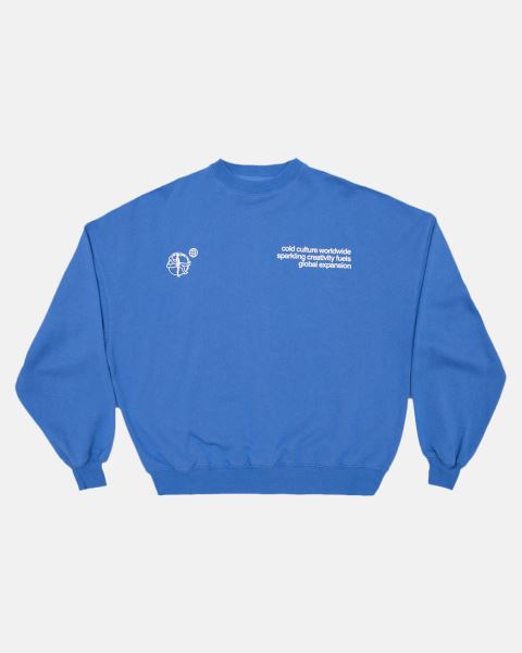 Cold Culture Spinning Crewneck Sweatshirts Blue | 19624-SYCA