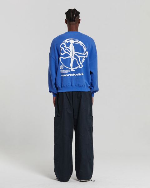 Cold Culture Spinning Crewneck Sweatshirts Blue | 19624-SYCA