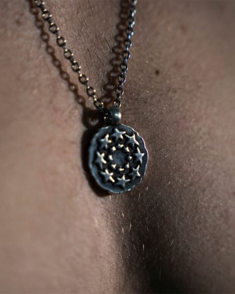 Cold Culture Stars Circle Necklace Jewelry Silver Yellow | 50198-ZFRU