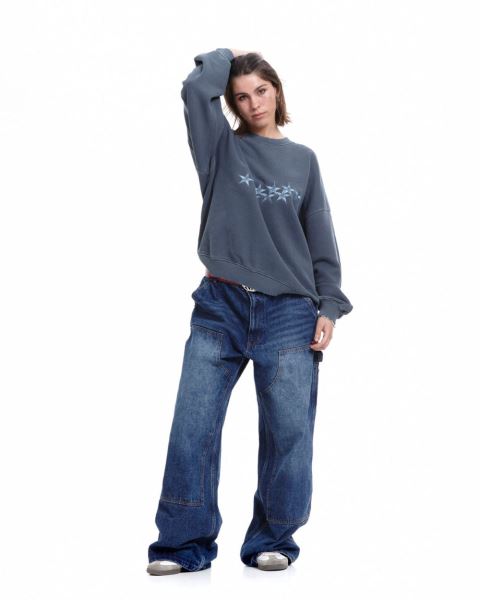 Cold Culture Stars Crewneck Sweatshirts Blue | 75302-OCHE