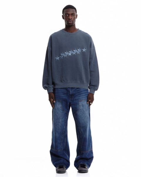 Cold Culture Stars Crewneck Sweatshirts Blue | 75302-OCHE