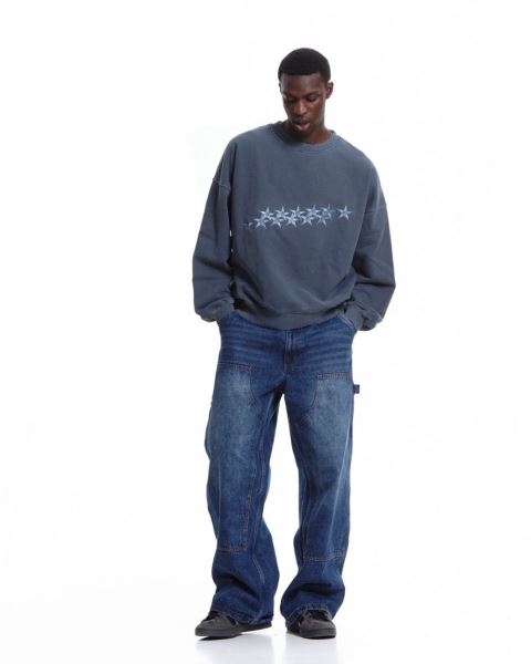Cold Culture Stars Crewneck Sweatshirts Blue | 75302-OCHE
